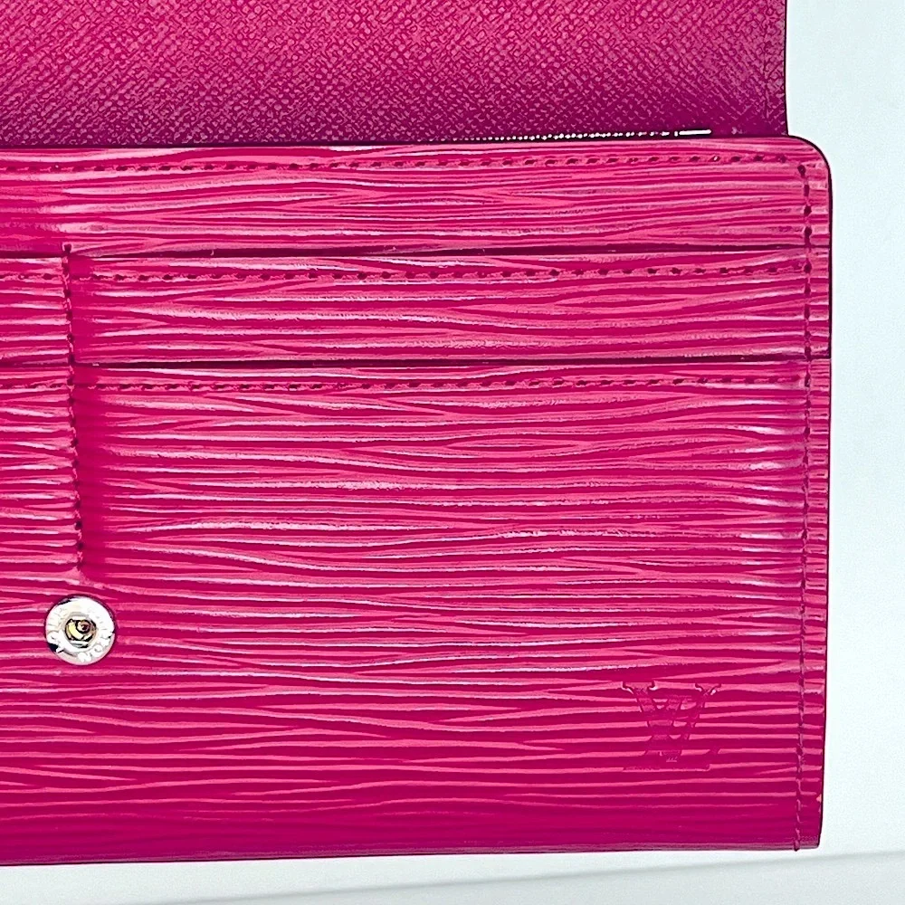Louis Vuitton Epi Magenta Portefeuille Sarah Leather Snap Zip Wallet COA